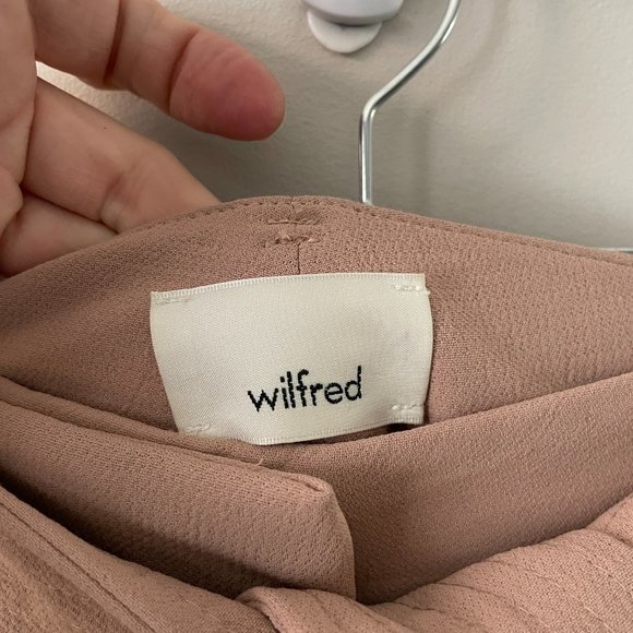 Wilfred Tie-Front Pants Casual High Waisted Belted Straight Leg Tan 4 NO BELT - Picture 6 of 10